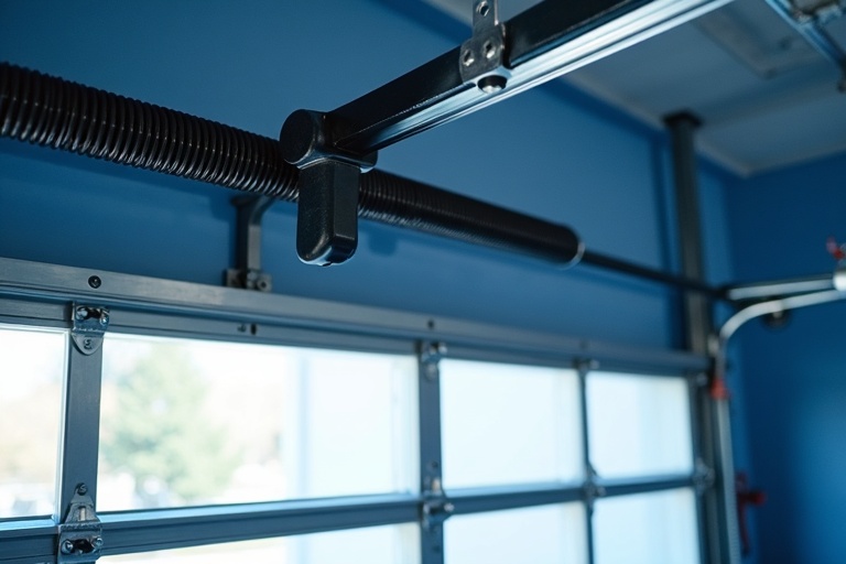 Broken garage door spring replacement technician working in Toronto home